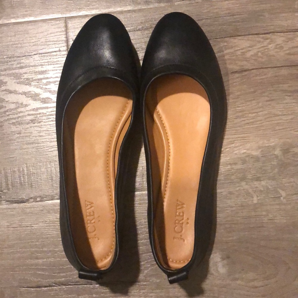 Jcrew leather black flats 7.5